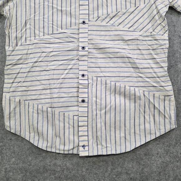 Robert Graham Shirt Mens Medium White Blue Striped Short Sleeve Button Up Cotton - Picture 3 of 15